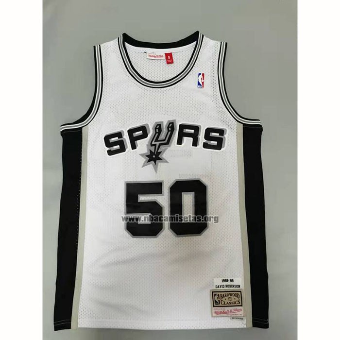 Camiseta San Antonio Spurs David Robinson NO 50 Mitchell & Ness 1998-99 Blanco